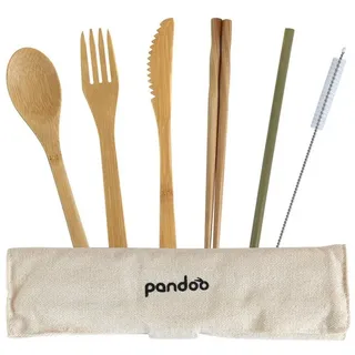 pandoo Bambus Reisebesteck Set 7-tlg.