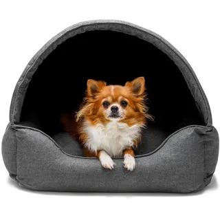 Bjird Hundebett & Hundehütte in einem - Hundehaus mit Dach für kleine und mittelgroße Hunde - Hundehöhle - Hundebox - Hundesofa - Bezug abnehmbar & waschbar - stabiles Hundekorb - 82x58 cm