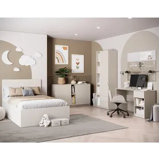 Lomadox Jugendzimmer Set 4-teilig in Kaschmir mit Eiche, Liegefläche 90x200 cm FIER-129