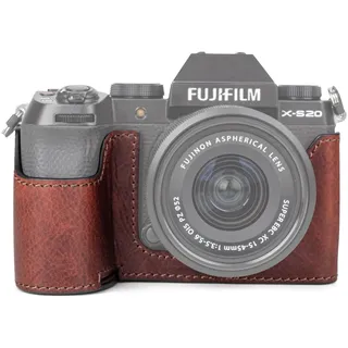 MUZIRI KINOKOO Fuji XS20 Tasche, Retro-Stil Echtledertasche für Fujifilm Fuji XS20/X-S20 Kamera Unterseite Schutzhülle Fuji xs20 – mit Handgriff und Öffnung unten Design – Braun
