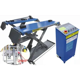 240011 w-ft: Mobile Scherenhebebühne 230 Volt, blau 3,0t mit Umlenkhilfe Drucklu...