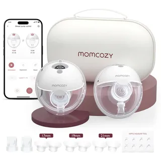 Momcozy M5 Smart Milchpumpe, Doppelmilchpumpe mit Akku grau