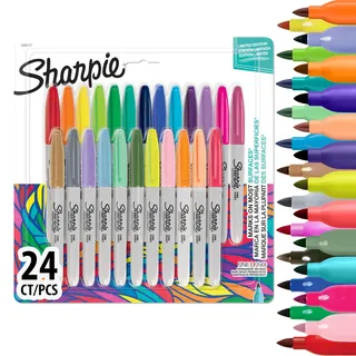 Sharpie Permanent Markers | Fine Point Colouring Pens | Assorted Colours | 24 Marker Pens