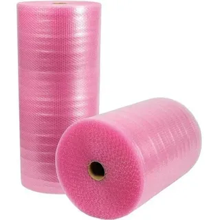 TransPak Luftpolsterfolie, 3-lagig, 1000mm breitx50lfm, 100μ, rosa, antistatisch