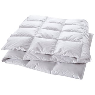 Manteuffel Comfort Leichte Daunendecke - Sommerdecke 155x220 - dünne und leichte Bettdecke für den Sommer - 60% Daunen & 40% Federn Füllge 490g (Weiß,100% Baumwolle)