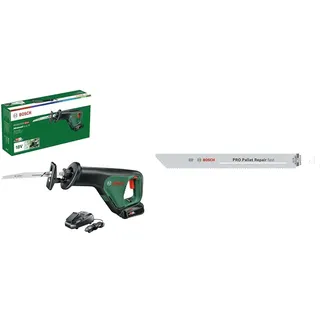 Bosch Akku Säbelsäge AdvancedRecip 18 (1 Akku 2,5 Ah, 18 Volt System, im Karton) + 5x PRO Pallet S1022HFR Repair fast Säbelsägeblatt (für Stahl, Holz mit Nägeln, Länge 200 mm, Zubehör Säbelsäge)
