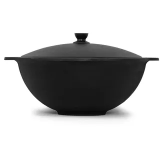 4big.fun Gusseisen Kasan 16L eben NAMANGAN Deckel Topf Kazan WOK Kessel BBQ