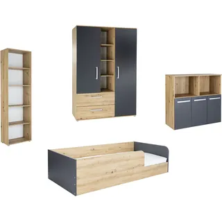 Arthur Berndt Jugendzimmer-Set ARTHUR BERNDT "Kinderzimmer »Alessio« Set 4-teilig", artisan, oak nb, anthrazit, ohne Matratze, B/H: 90cm x 200cm, Schlafzimmermöbel-Sets, Modernes Kleinkinderzimmer - Set