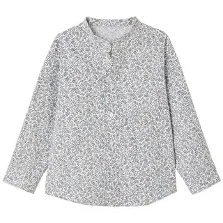vertbaudet Langarmhemd Jungen Hemd mit Stehkragen und Blumenmuster beige 98/104