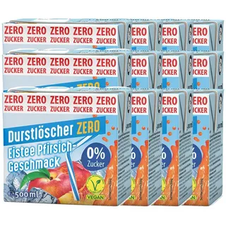 DURSTLOESCHER Softgetränk, Durstlöscher Eistee Pfirsich Zero intensiver Geschmack 500ml 12er Pack