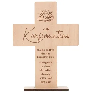 Spruchreif® Dekoobjekt Holzkreuz mit Gravur – Geschenk zur Konfirmation, Kommunion & Taufe