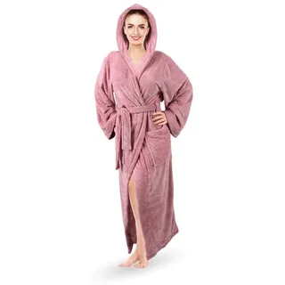 Bestlivings Damenbademantel Hausmantel Cozy, extra lang, Kuschelig, Kapuze, Gürtel, Bademantel mit Kapuze, weich flauschig saugstark für Sauna und Spa rosa XL