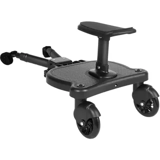 Buggy Board mit Sitz, Trittbrett für Kinderwagen Universal, 360°Zweirad Design, Kinderwagen Zubehör, Kiddy Board für Kinder von 3 bis 7 Jahren (55 KG)