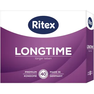 Ritex Kondome Longtime – Kondome länger lieben mit Doppel-Ring 40 Stück, für länger andauernde Liebesspiele mit konturierter Passform – Vegan, dermatologisch getestet, Made in Germany