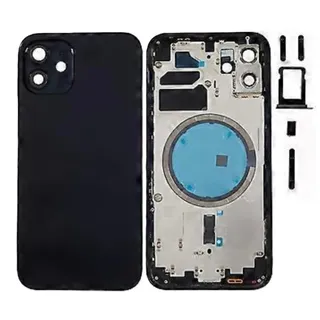 Backcover Akkudeckel für iPhone 12 Schwarz Simkart Slot, Kamera Linse, Seiten-Knöpfe HQ #AS091128