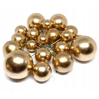 Festivalartikel Tortenstecker Tortendekoration Kugeln am Stiel Gold Topper Ball goldenen Kugeln goldfarben
