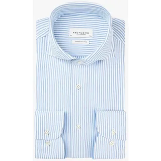 Profuomo Langarmhemd Slim-Fit Hemd Japanese Knitted - Slim Fit blau 45