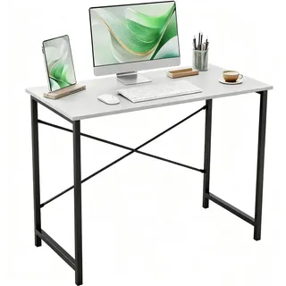 Refined Living Computertisch Schreibtisch Gaming tisch Computertisch Bürotisch 50x80/100cm (Weiß/Braun/Holzfarbe/Schwarz, Stabiler Metallrahmen, Moderner einfacher PC-Schreibtisch, Officetisch für Home Office), Kleiner Studierschreibtisch für kleinen Raum, einfacher Stil Büro weiß 80 cm
