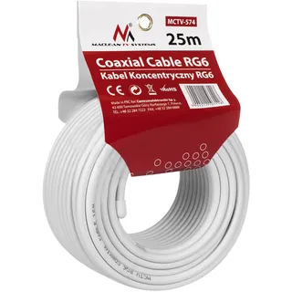 25m Antennenkabel Sateliten Koaxialkabel CCTV TV FM SAT DVB-T DVB-S DVB-C weiß