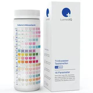 LuxmedIQ 100x Wassertester Trinkwasser - Teststreifen zur Prüfung der Wasserqualität 100 St