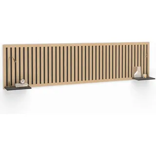 Kopfteil Des Hängebettes Mit Vertikalen Latten Aria 240 Cm Und Regalen Aus Holz Und Schwarz