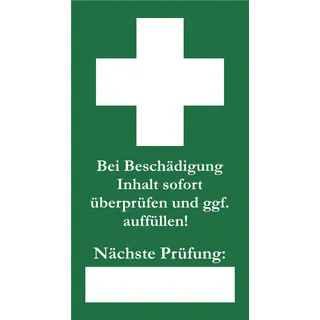 48x Siegel für Erste Hilfe Verbandskasten 25x45 mm selbstklebend CO2 neutral in Deutschland gedruckt Prüfsiegel Kontrollsiegel Prüfplakette Siegeletiketten Betriebsverbandkasten Erstehilfekasten (48)