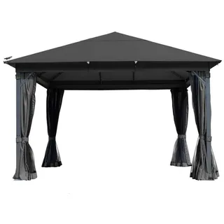 Brast Alu Pavillon INFINITY 4 x 4 m inkl. Moskitonetz Grau