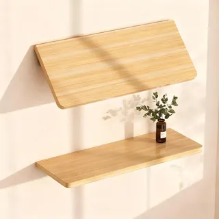 GSKFXJ Wandmontage Klappbar Küchentisch Holz Wandklapptisch Platzsparender Faltbare Wandtisch Schwimmend Klappschreibtisch, Easy Installation(Natural Wood,40x30cm/15.7x12in)