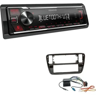 EHO Kenwood KMM-BT209 1-DIN Autoradio Bluetooth USB AUX mit Einbauset für Volkswagen VW Up ab 2011 piano black