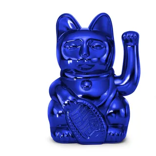 donkey Lucky Cat Cosmic Edition Earth Shiny Blue | Winkekatze, Maneki Neko, 15 cm, in Geschenkverpackung