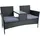 Polyrattan Gartenbank 2-Sitzer Schwarz