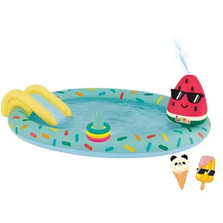 Happy People 77463 - Planschbecken Spielcenter Eis mit Rutsche und Sprinkler