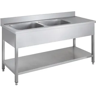 GastroHero Spültisch Basic 16x6 mit 2 Becken links, Aufkantung Grundboden