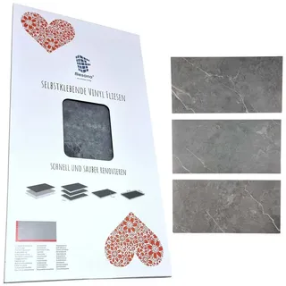 Fliesana Fliesenaufkleber, Selbstklebende Wandfliesen Bodenfliesen 3 Stück grau