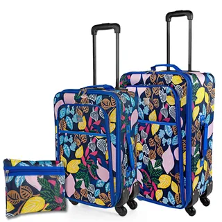 ITACA - Kofferset Weichschale, Koffer Set 3 Teilig, Reisekoffer Set Mit Handgepäck, Weichschalenkoffer Mit 4 Rollen Für Reisen. Zahlenschloss, Bläulich