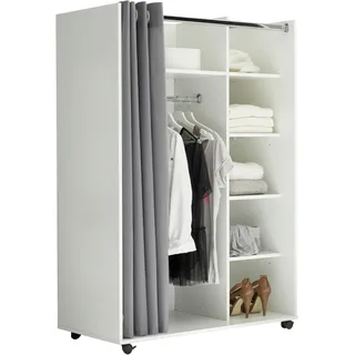 Pol-Power Kleiderschrank Jenke 100 x 145 x 50 cm Weiß/Grau