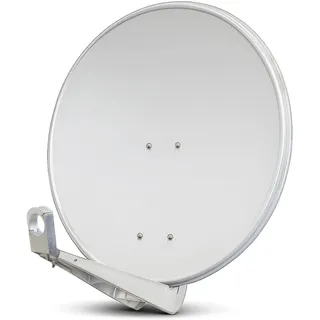PremiumX DELUXE80 Satellitenschüssel 80 cm Sat Schüssel aus Aluminium Hellgrau Offset Satelliten-Antenne FullHD 4K UltraHD