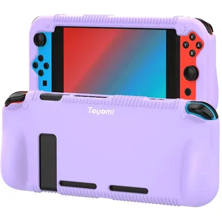 Teyomi Hülle Kompatibel mit Nintendo Switch, Schutzhülle aus Silikon mit Federung und Anti-kratzt Spiel Kassette Slot Design(Violett)
