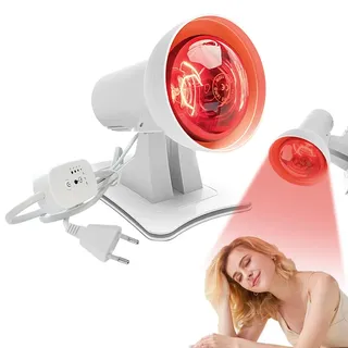 Rotlichtlampe, Afenau 150W Infrarotlampe mit 4-stufige Temperaturregelung, 3-stufige Zeitsteuerung Rotlichtlampe Wärmelampe, Rotlichtlampe Therapie für Linderung von Muskelermüdung