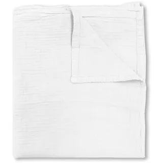 biberna 0480100 Musselin Tagesdecke 150 x 200 cm Weiß