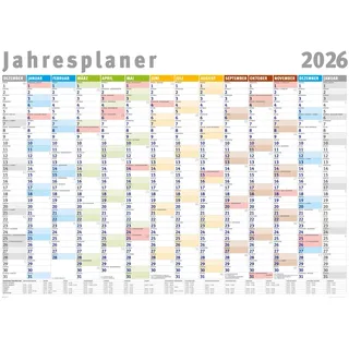 Jahresplaner 2026 - Wandplaner Kalender - Giant XXL Poster - Grösse 140x100 cm