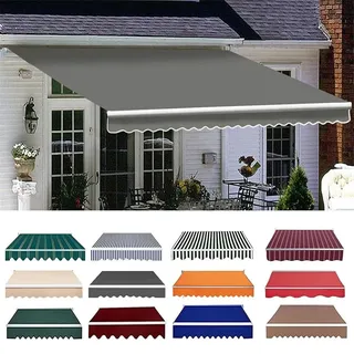Markisen Ersatzstoff, Ersatztuch Für Einziehbare Klemmmarkise, Markisenbespannung Canvas Markisenstoff, Terrasse Markise Ersatz-Bezug Garten Sonnenschutz Polyester Überdachung(Gray,2.5x1.5m/8x5ft)