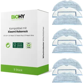 BiOHY Wischtücher Set (9er-Set) | kompatibel mit Roborock S8, S7, S7 +, MaxV Ultra, S7 Pro Ultra | Wischroboter Ersatz Zubehör für Roborock Wischtücher | Bodenwischer passend zum Original