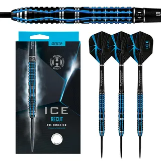 Harrows Ice Recut Darts-Set mit 90% Wolframstahlspitze, 21 g, 22 g, 23 g und 24 g – inklusive silberner Supergrip-Carbon-Midi-Schäfte und neuen 100-Mikron-ICE-Flights- 24grmm