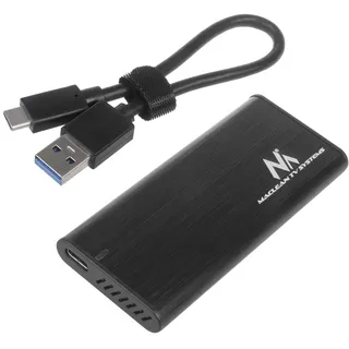 Maclean Brackets Maclean MCE443 NVMe SATA SSD M.2 Gehäuse NVMe (PCIe), NGFF (SATA) Unterstützt USB 3.1 2230/2240/2260/2280 USAP Kompatibel mit PC und Mac Aluminium Plug&Play Schwarz