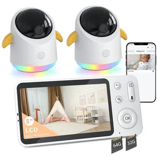 ARENTI Babyphone mit Kamera 2K/3MP, 5 Zoll WiFi Video Babyphone PTZ 355°, IR Nachtsicht, Nachtlicht, Schlaflieder, Temperaturanzeige, unterstützt Mobile App Steuerung