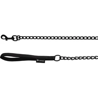 Karlie Hundeleine – Kettenleine mit Neopren-Griff – 1m x 17mm – Flamingo Trero Schwarz – Metall & Nylon – Beschläge matt schwarz