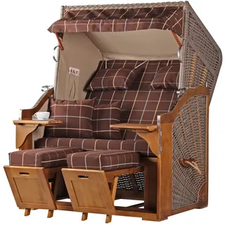 Mr. Deko Strandkorb Schleswig Pinie PE Mokka Dessin 556