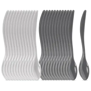 com-four® 24x Eierlöffel aus Kunststoff - wiederverwendbare Dessertlöffel BPA-frei - Plastiklöffel für Marmelade, Dips, Desserts - spülmaschinenfestes Mehrwegbesteck