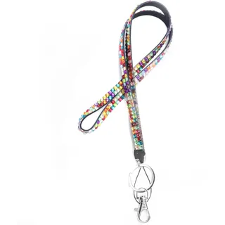 Anevous 2 Stück Lanyard mit Strass,Kristall Schlüsselband mit Schlüsselring,Neck Lanyard Strip,Kristall Lanyard Halskette,glitzernden Handykette,Herren Damen für Schlüssel,Ausweis,Handy,Bunt